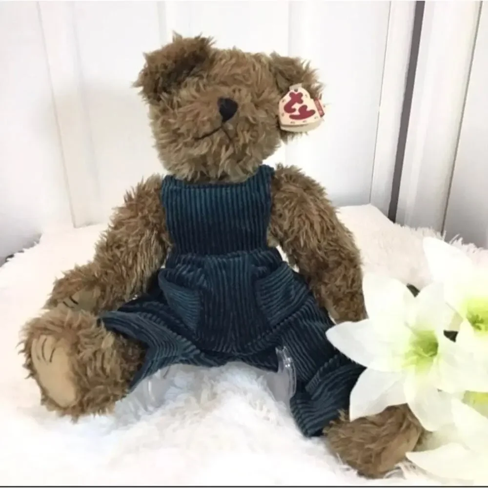 Ty Attic Treasures Grover Bear,1993 version scruffy brown fur blue  overalls